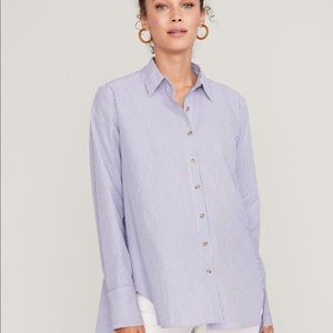 Hatch Maternity Classic Button-down Blue Stripe